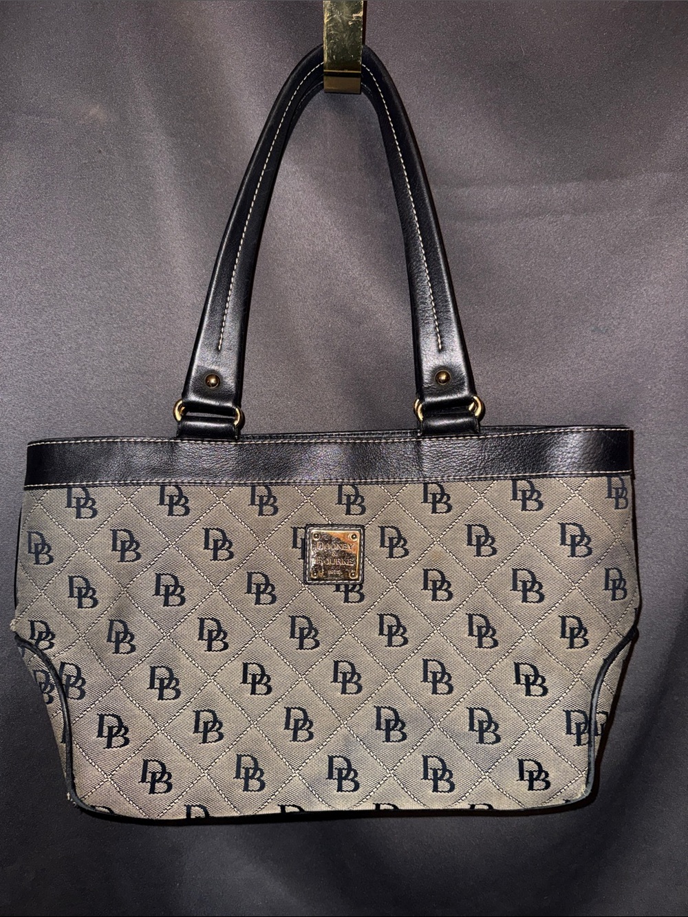 Dooney & Bourke Black and Beige Signature Quilted Tote